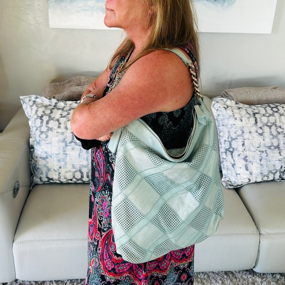 B. Makowsky Mint Leather Hobo — Leopard Lining, Chain Strap - Picture 11 of 11